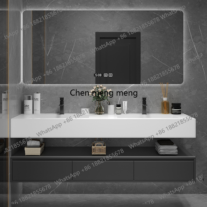 Home Bathroom Vanity Combo - Czarna Półka Oświetlona Szafka Łazienkowa Organizer