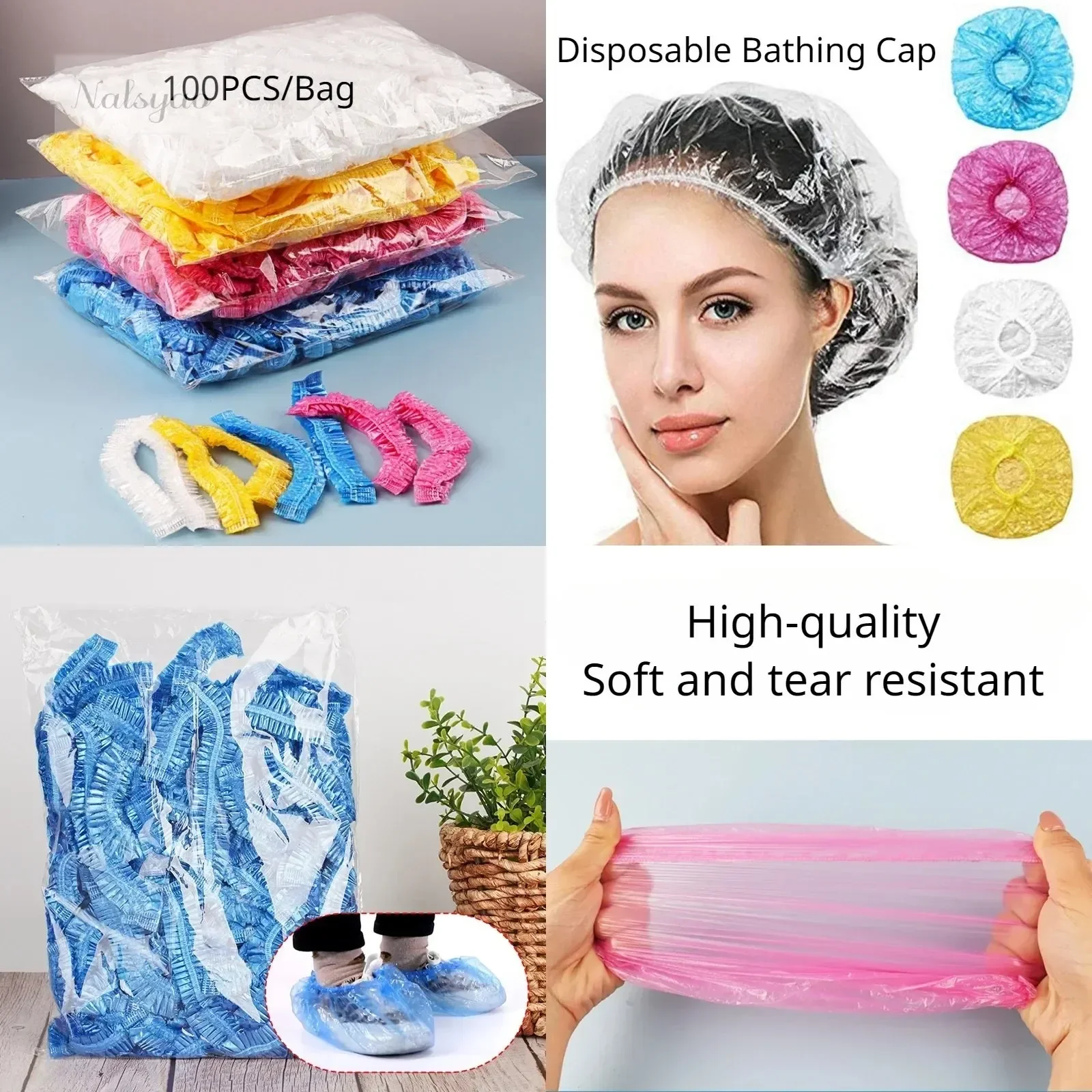 Home Essentials Bathroom Storage - Jednorazowe, przezroczyste, wodoodporne czepki do kąpieli,